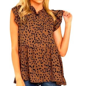 ANGASHION Animal Print Blouse
